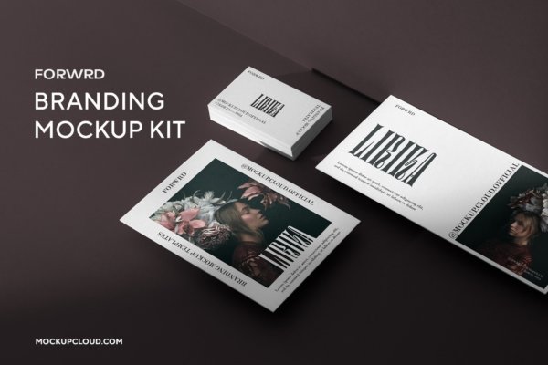 18款光影A4信纸名片文具VI品牌设计展示Ps贴图样机 Forwrd Branding Mockup Kit