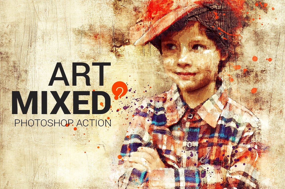 复古做旧混合效果照片处理特效PS动作模板 Mixed Art 2 Photoshop Action插图