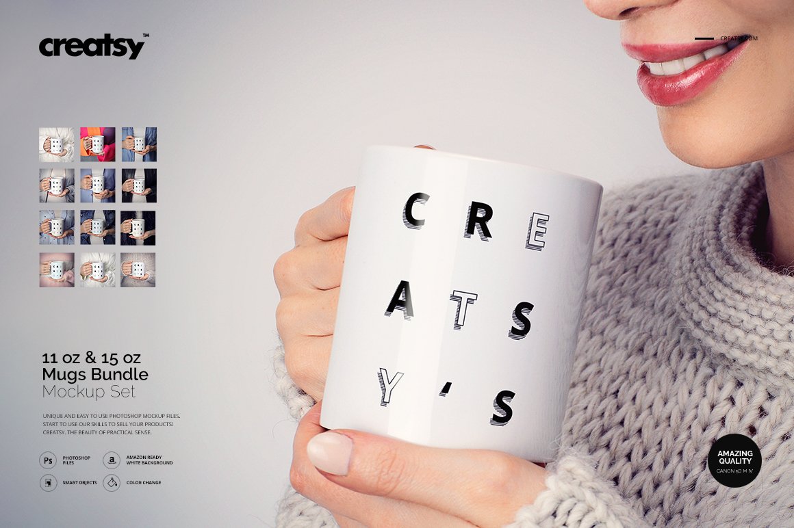 白色咖啡马克陶瓷杯样机模板合集 11oz & 15 oz White Mug Mockup Set插图
