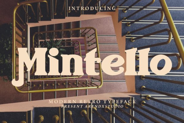 现代时尚海报标识徽章设计手写英文字体素材 Mintello – Modern Retro Typeface