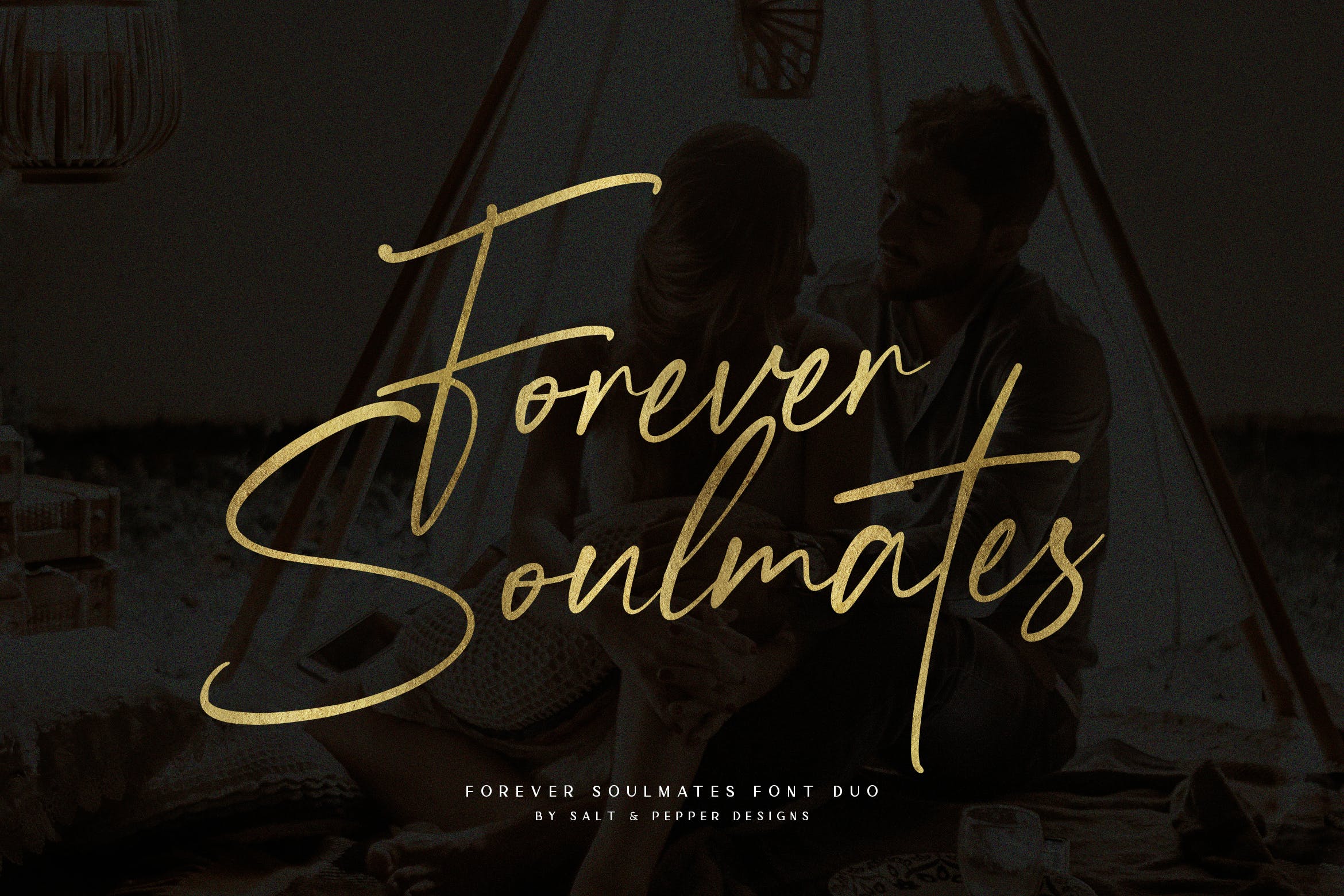 优雅浪漫海报标题徽标logo设计无衬线字体素材 forever soulmates