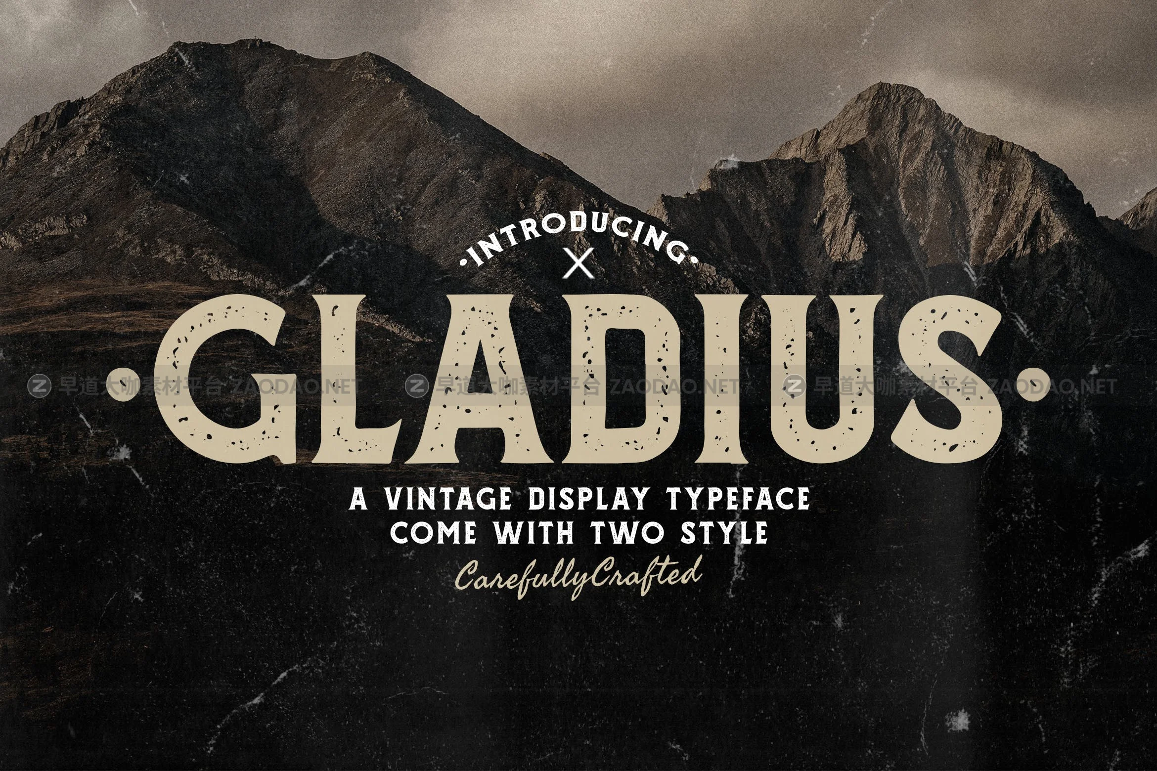 潮流复古广告品牌邀请函徽标logo设计装饰性英文字体素材 Gladius Vintage Display Typeface插图