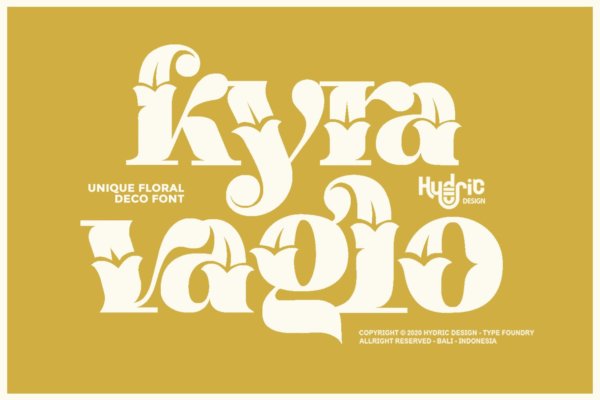 优雅海报标题徽标Logo设计花卉装饰英文字体下载 Kyra Vaglo Font