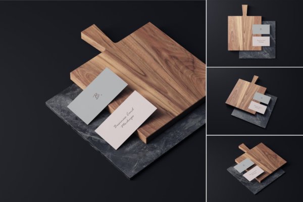 4个商务名片卡片设计样机模板 Business Card Mockups