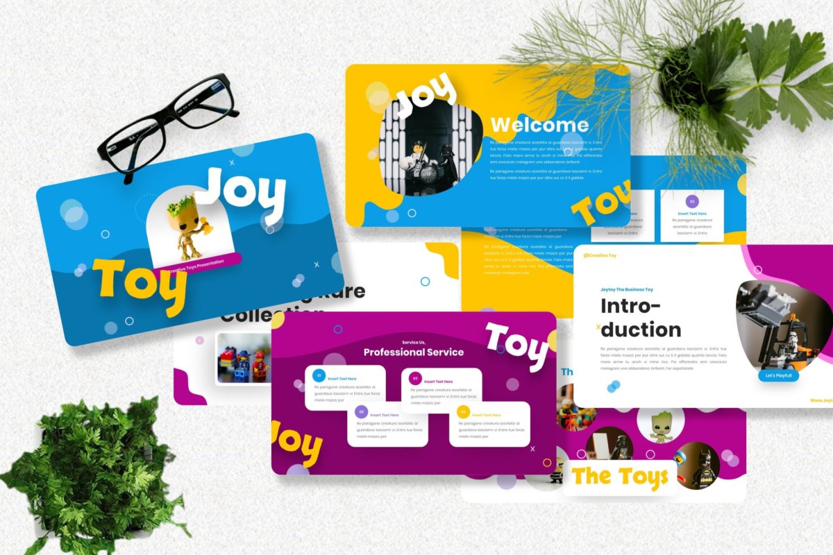 创意炫彩儿童主题作品集演示文稿设计模板 Joytoy – Kids Toy Powerpoint Templates