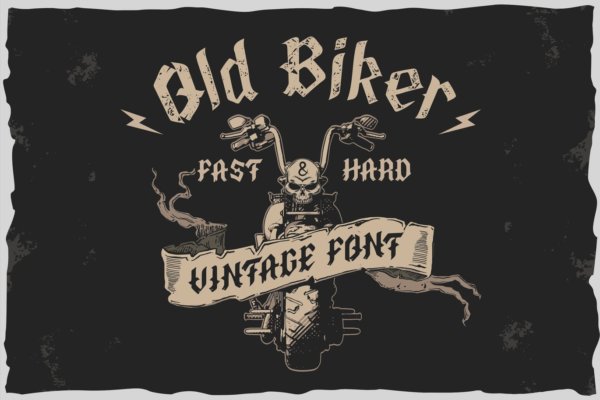 复古哥特式标题徽标Logo设计衬线英文字体素材 Old Biker Font