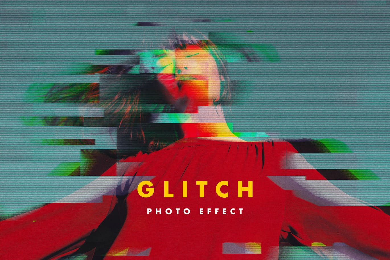 潮流故障RGB失真照片处理特效PS样式模板 RGB Glitch Photo Effect插图