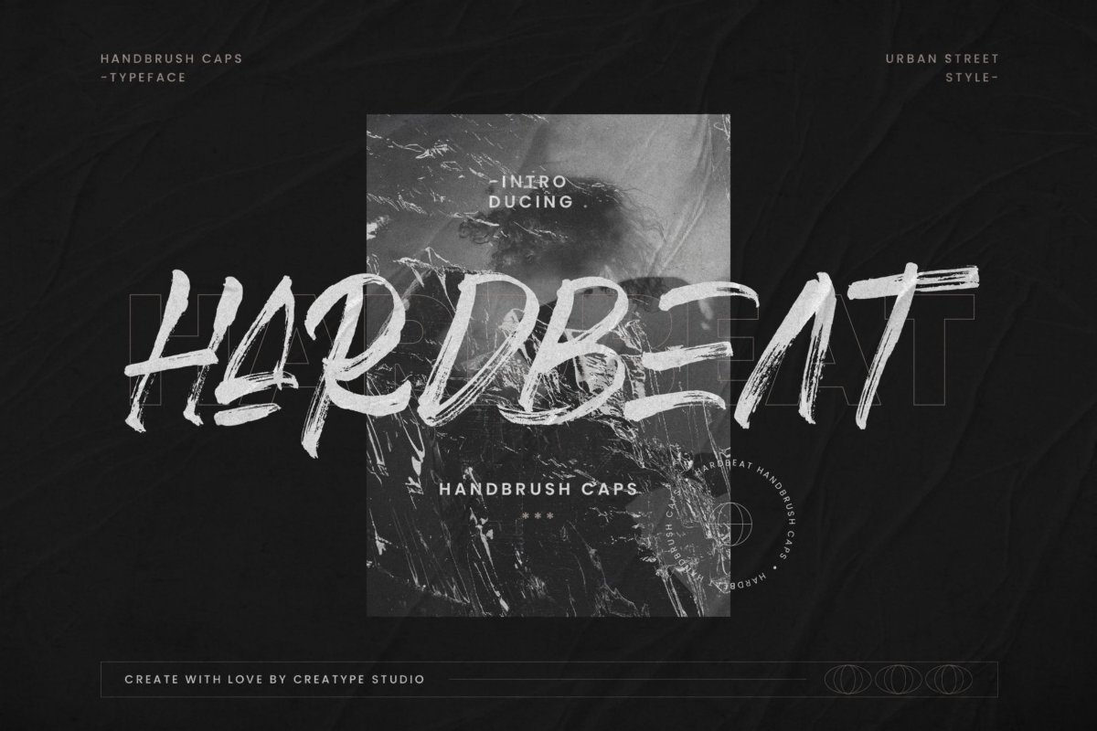 炫酷毛笔书法手写英文字体素材 Hardbeat Handbrush Caps插图