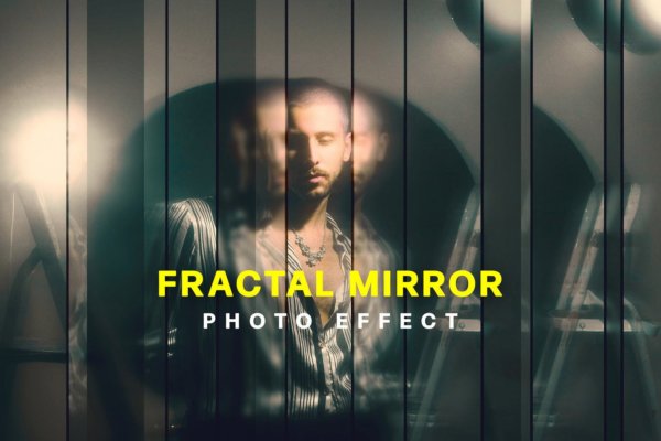 潮流玻璃分镜失真照片处理特效PS样式模板 Strip Fractal Mirror Photo Effect