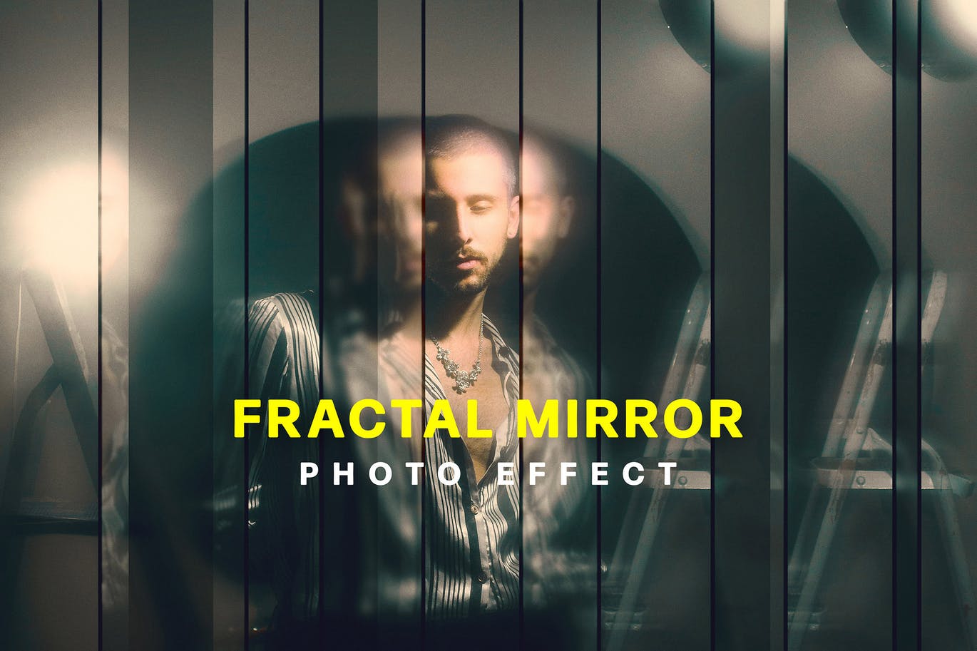 潮流玻璃分镜失真照片处理特效PS样式模板 Strip Fractal Mirror Photo Effect插图