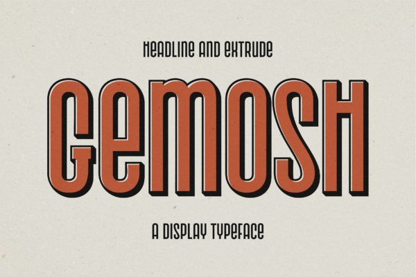 复古标题标牌包装设计无衬线英文字体素材 Gemosh – Headline and Extrude