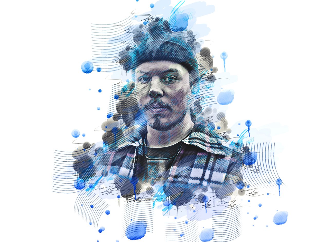 逼真水彩艺术绘画效果照片处理特效ps动作模板 pen watercolor