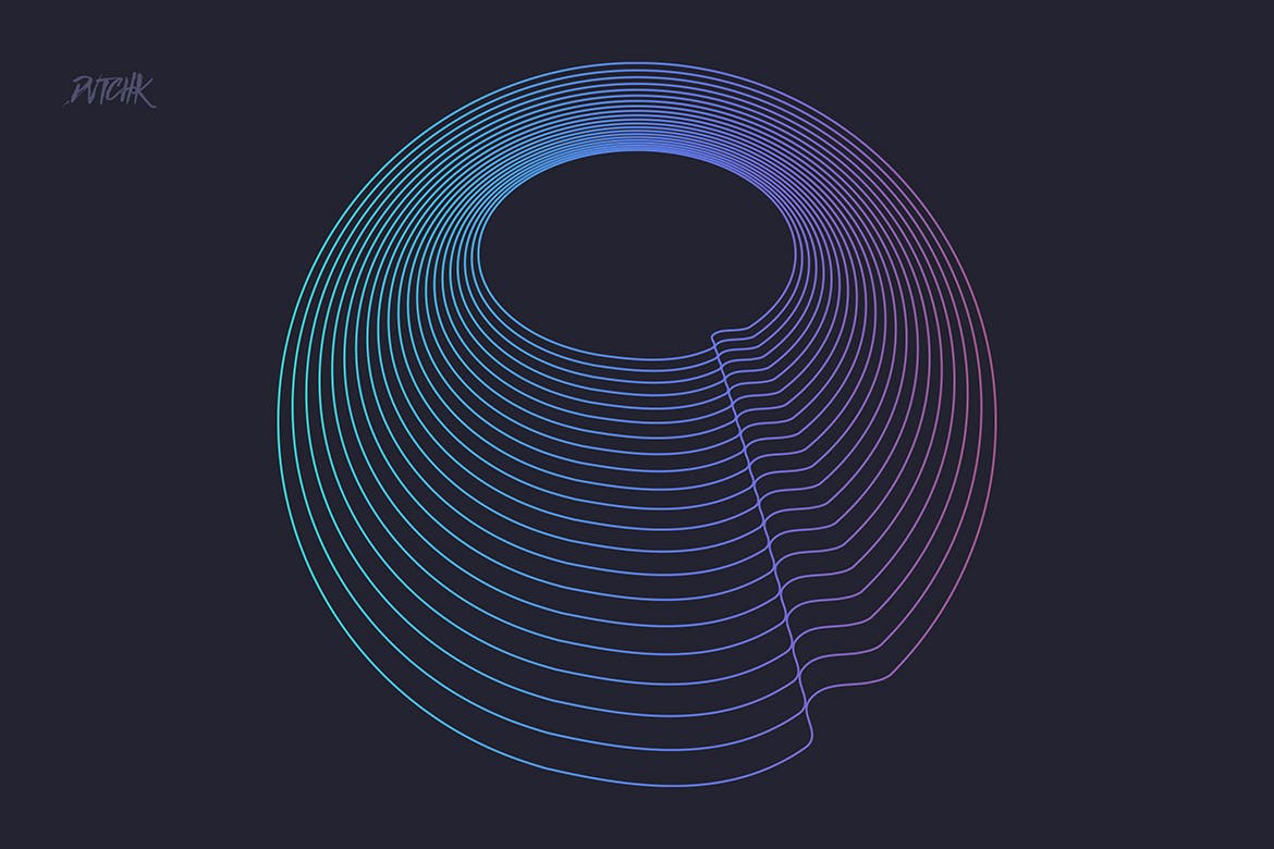 50个抽象线条圆圈形状ps笔刷设计素材circularphotoshopbrushes