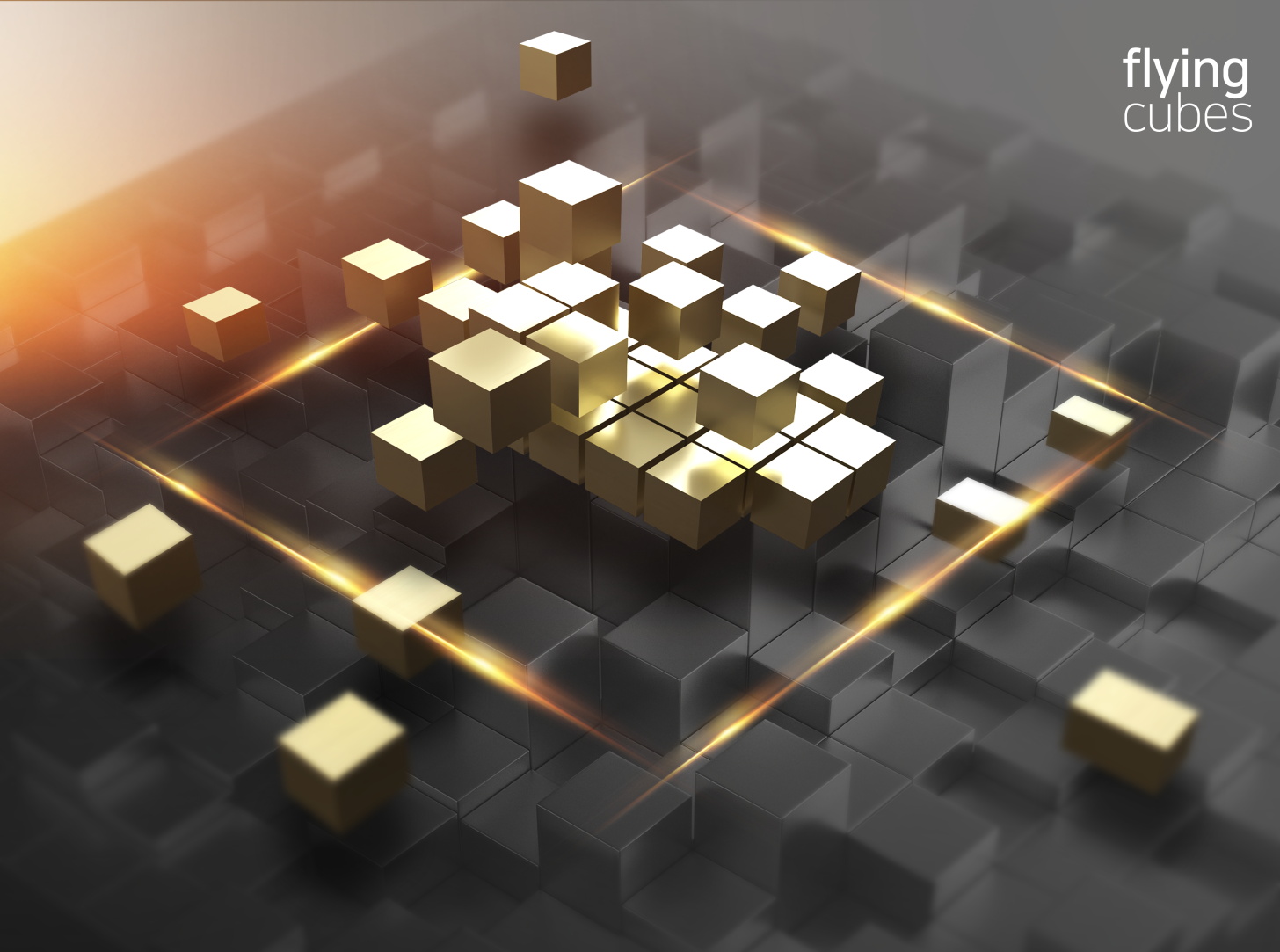 7款时尚立方体3d立体方块科技企业主视觉kv海报展板设计psd模板素材