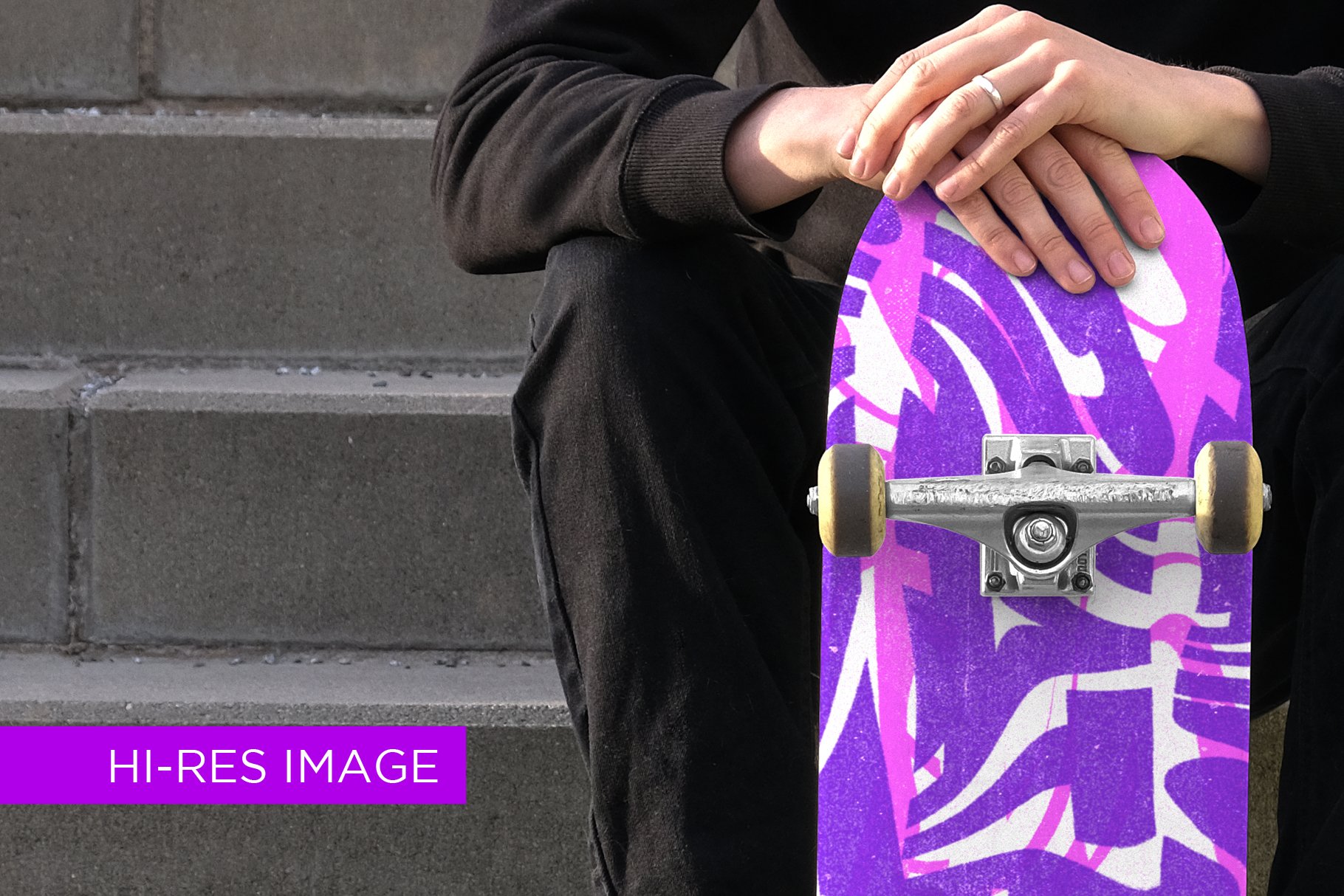 高品质滑板印花图案设计贴图样机psd模板skateboardmockupv7–psd