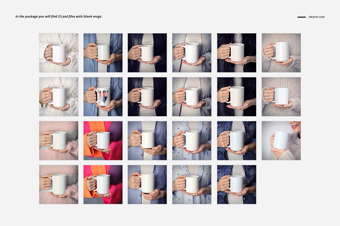 白色咖啡马克陶瓷杯样机模板合集 11oz & 15 oz White Mug Mockup Set插图2