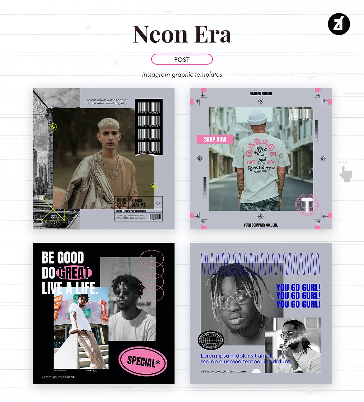 现代潮流霓虹服装潮牌推广新媒体海报设计PSD模板素材 Neon Era Social Media Graphic Templates插图3 现代潮流霓虹服装潮牌推广新媒体海报设计PSD模板素材 Neon Era Social Media Graphic Templates插图3