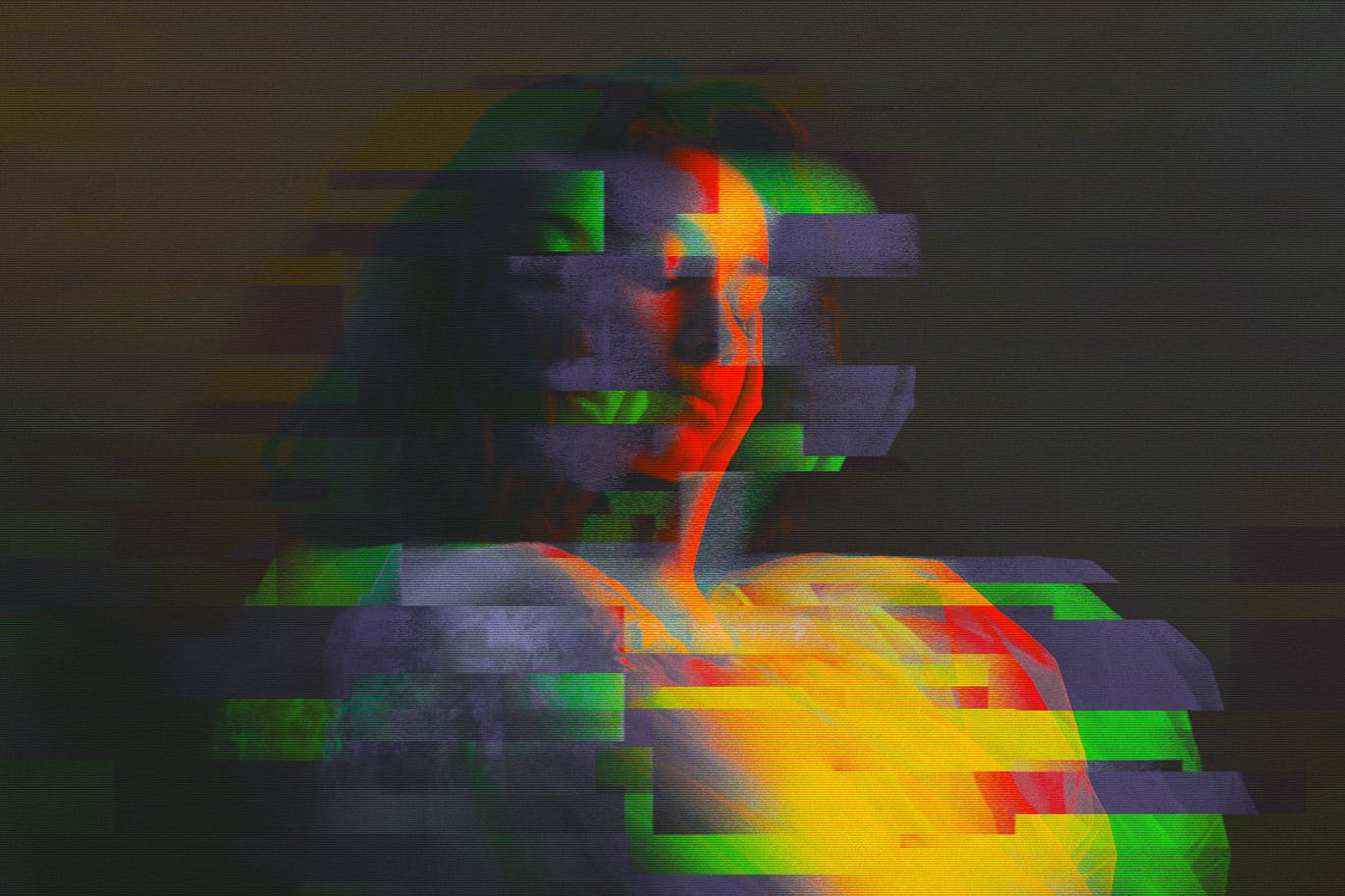 潮流故障RGB失真照片处理特效PS样式模板 RGB Glitch Photo Effect插图3