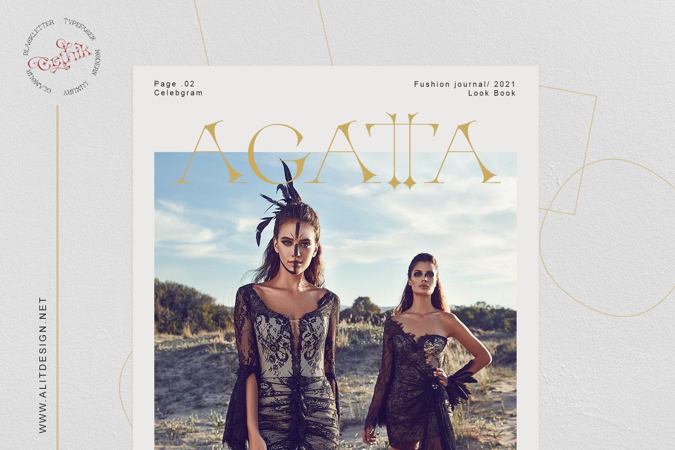 复古哥特式海报标题徽标logo设计衬线英文字体素材 cethik font