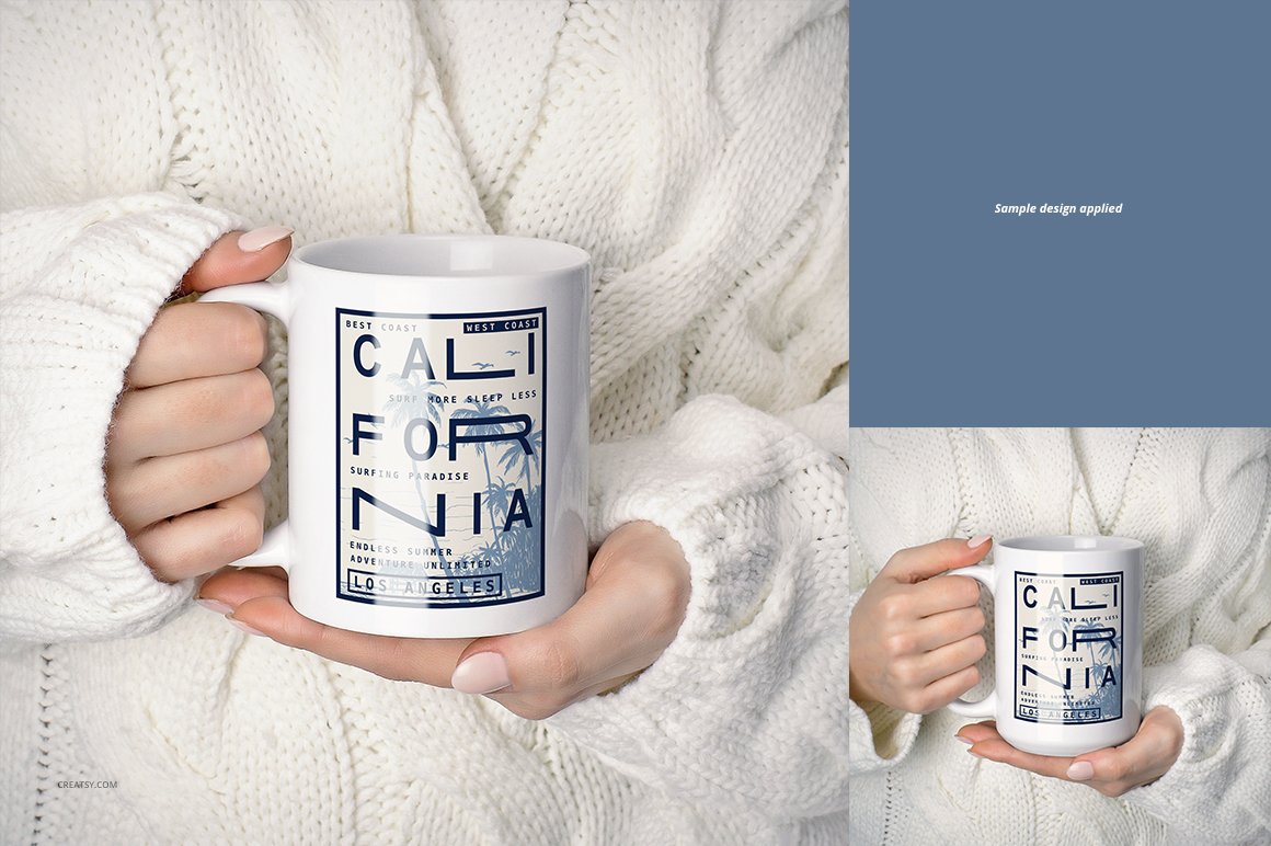 白色咖啡马克陶瓷杯样机模板合集 11oz & 15 oz White Mug Mockup Set插图3