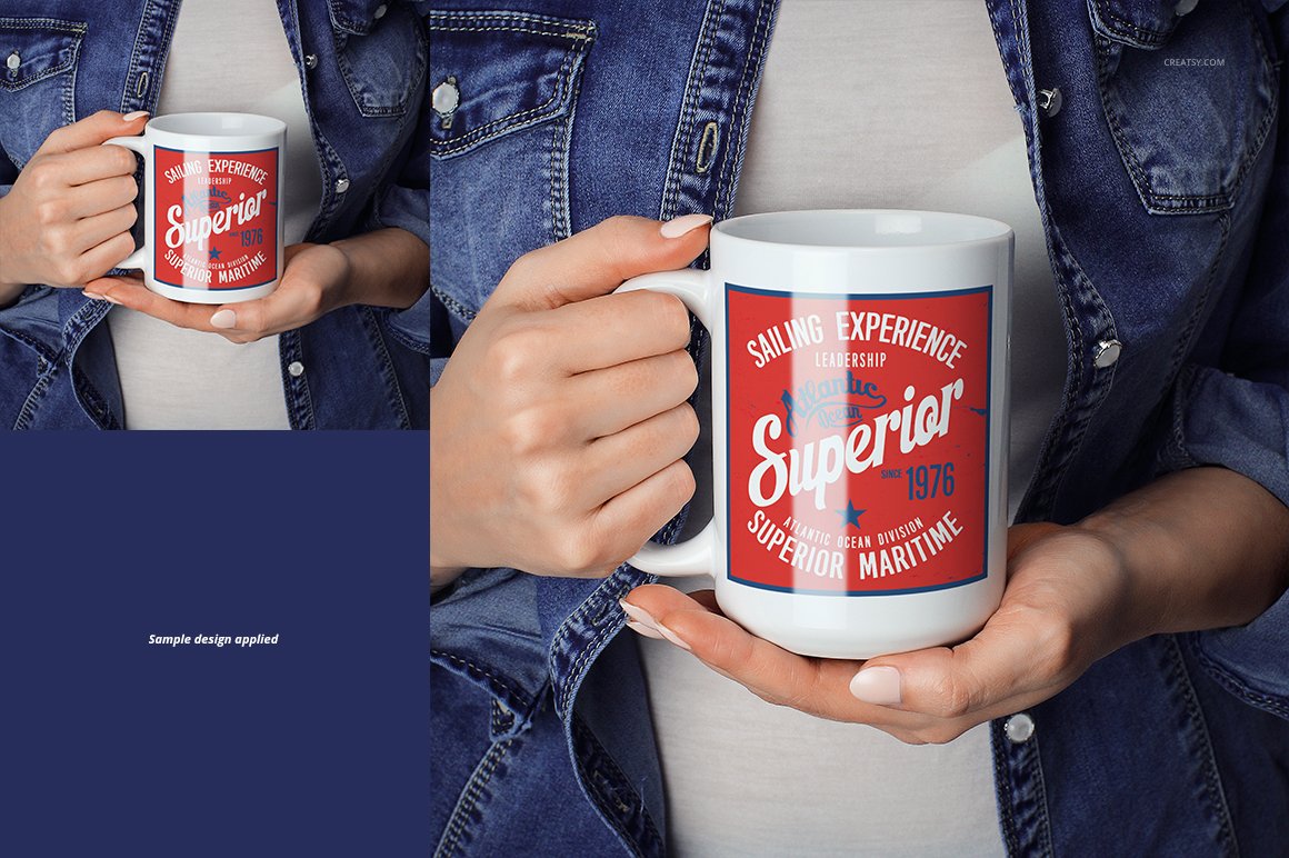 白色咖啡马克陶瓷杯样机模板合集 11oz & 15 oz White Mug Mockup Set插图6