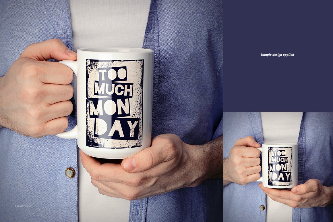 白色咖啡马克陶瓷杯样机模板合集 11oz & 15 oz White Mug Mockup Set插图7