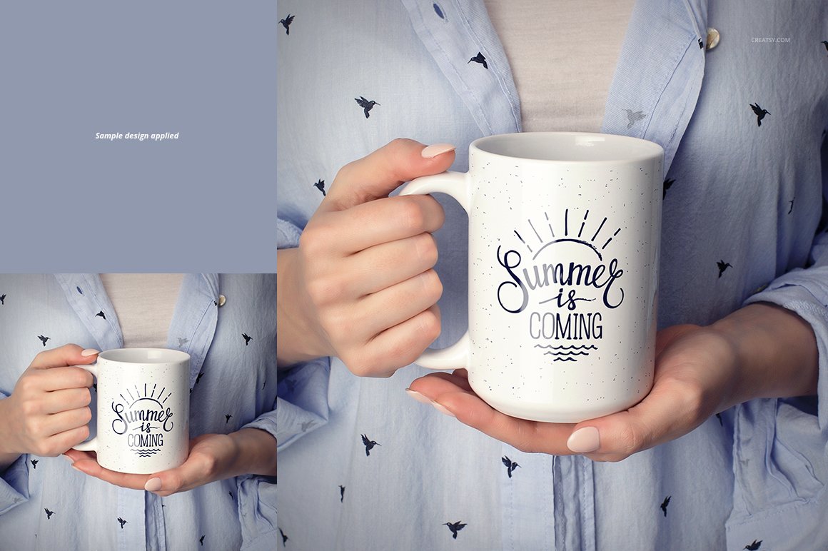 白色咖啡马克陶瓷杯样机模板合集 11oz & 15 oz White Mug Mockup Set插图8
