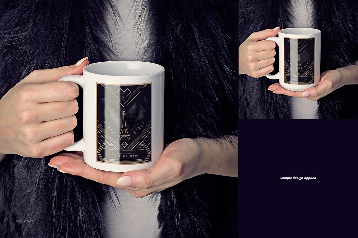 白色咖啡马克陶瓷杯样机模板合集 11oz & 15 oz White Mug Mockup Set插图9