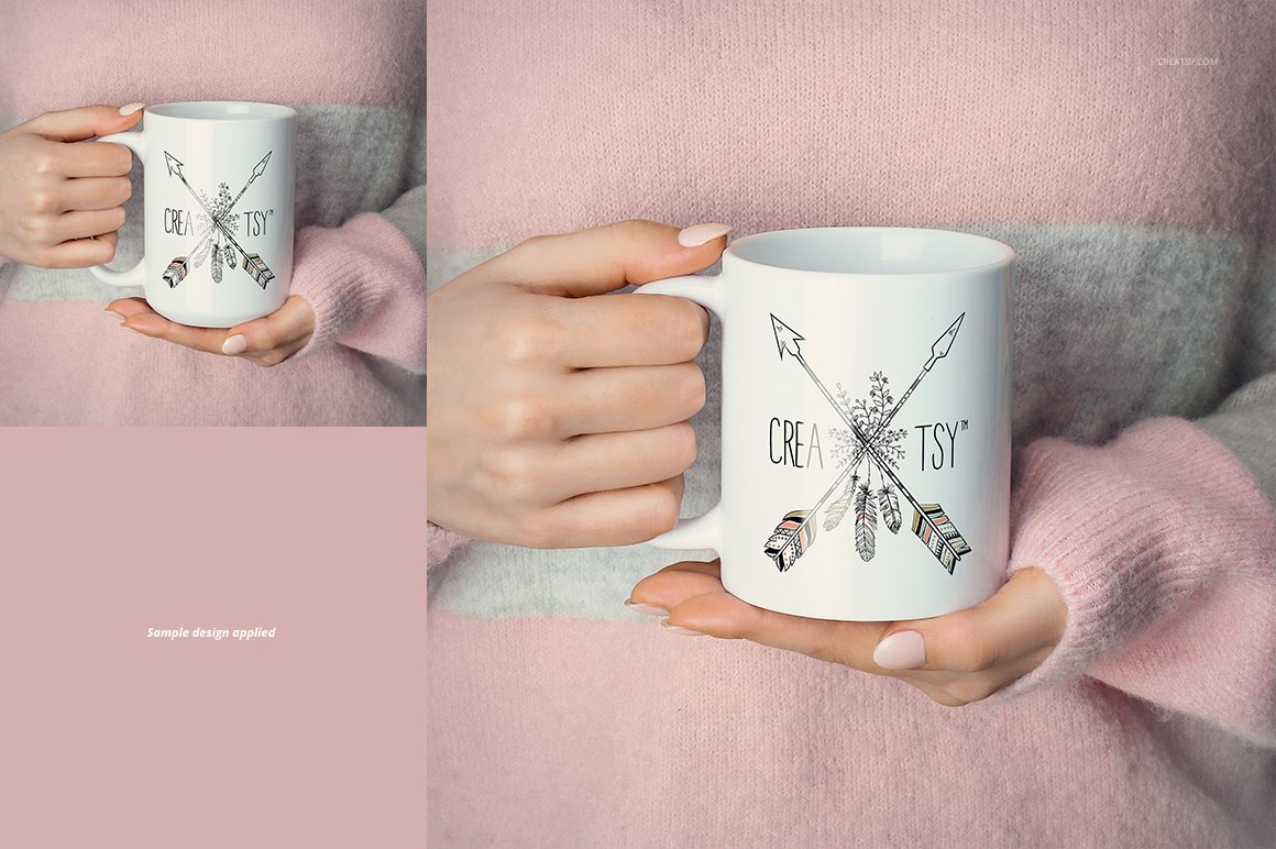 白色咖啡马克陶瓷杯样机模板合集 11oz & 15 oz White Mug Mockup Set插图10