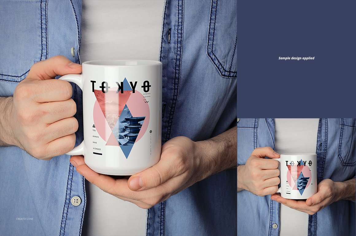 白色咖啡马克陶瓷杯样机模板合集 11oz & 15 oz White Mug Mockup Set插图11