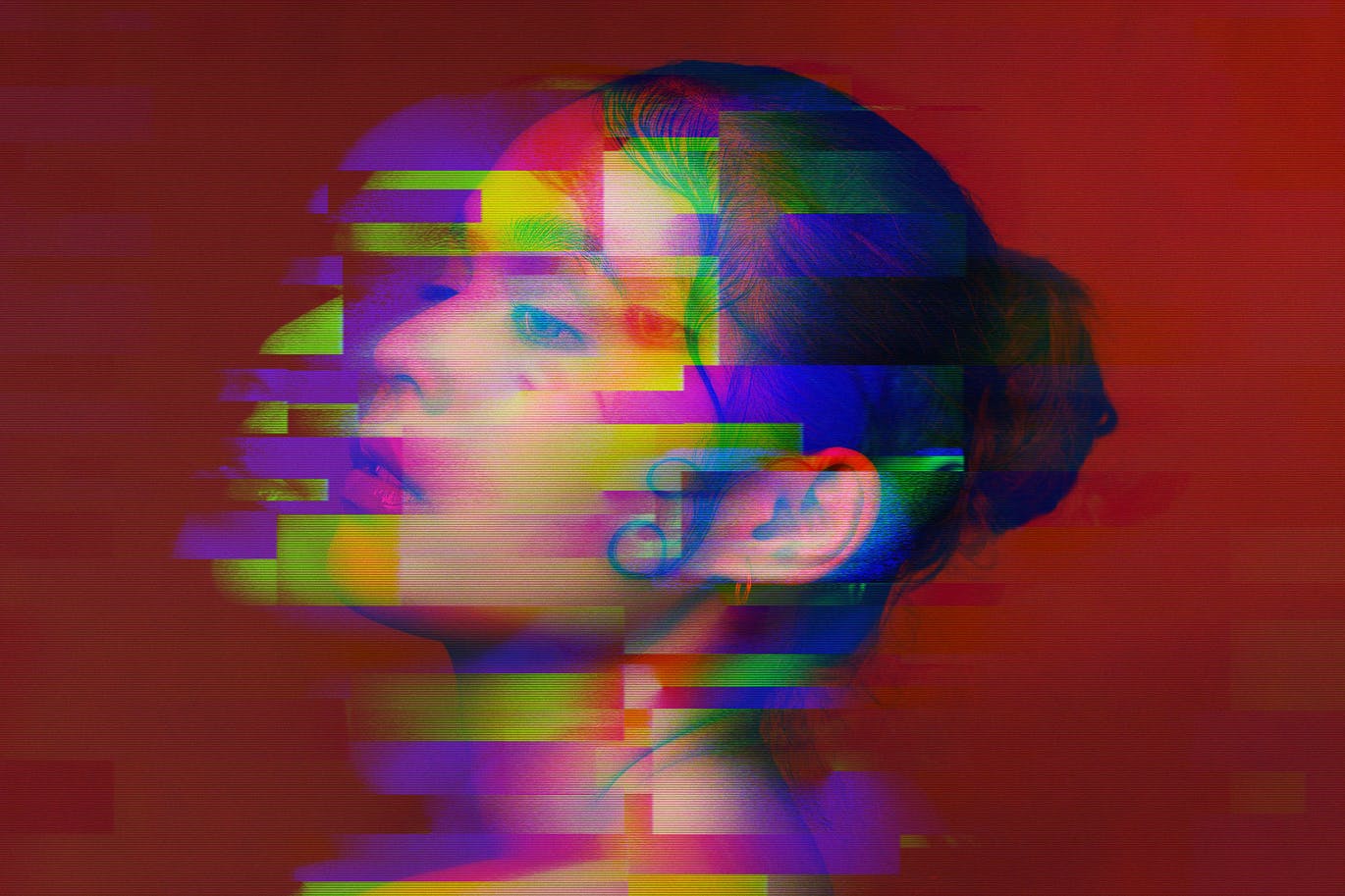 潮流故障RGB失真照片处理特效PS样式模板 RGB Glitch Photo Effect插图4