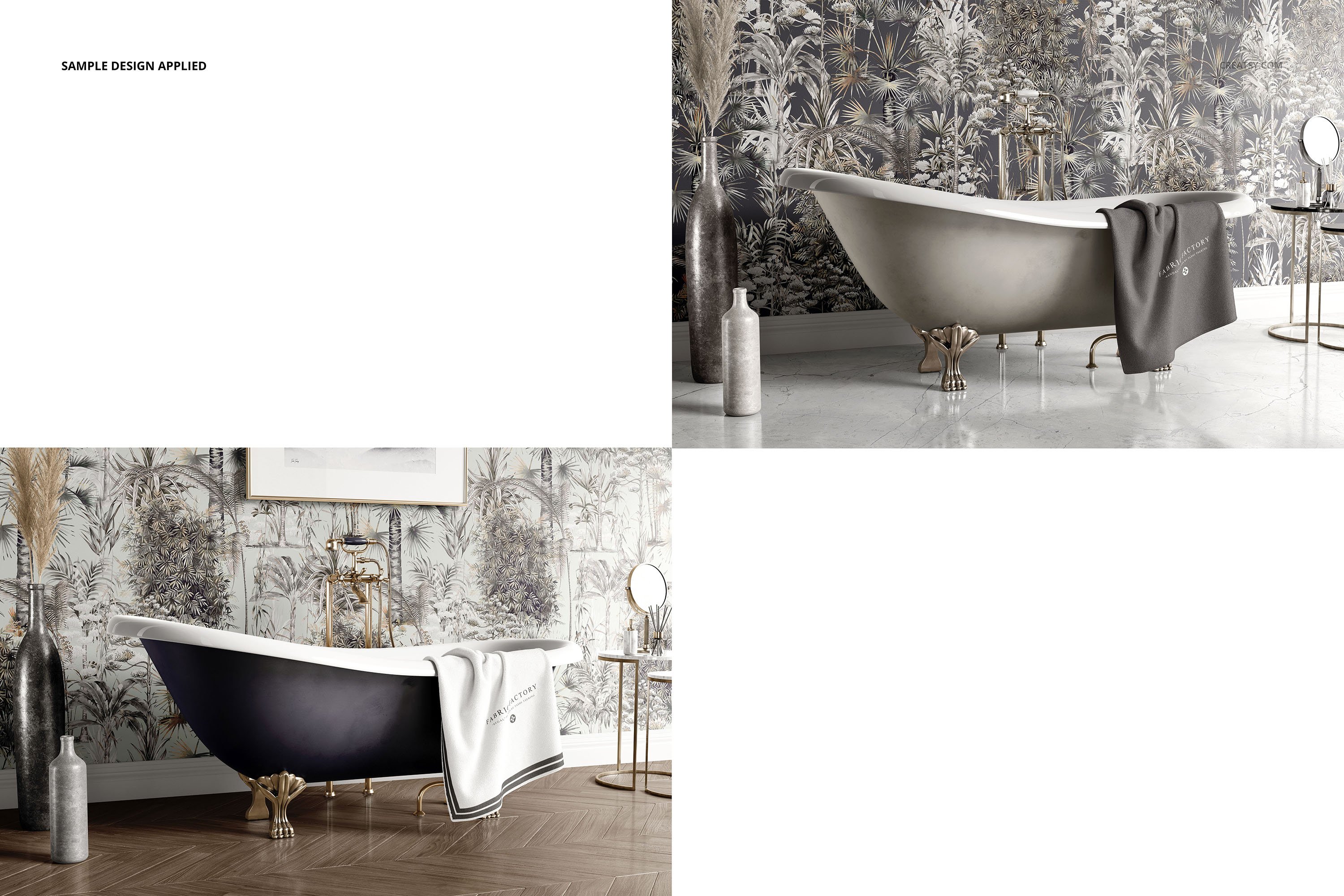 时尚浴室场景壁纸浴巾设计贴图样机模板 Bathroom Scene Mockup插图4