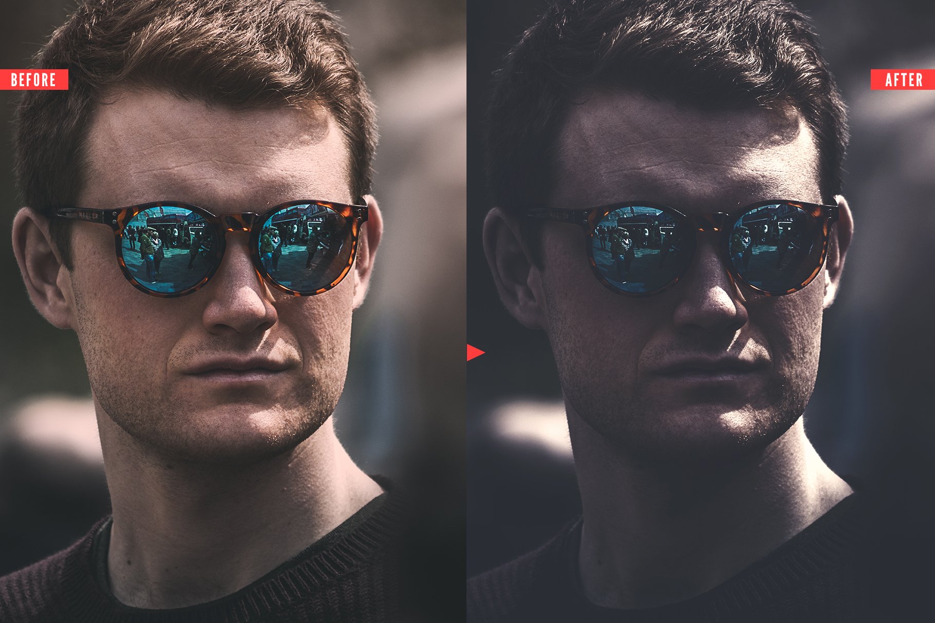 时尚复古暗光照片处理滤镜ps动作模板darklightphotoshopaction