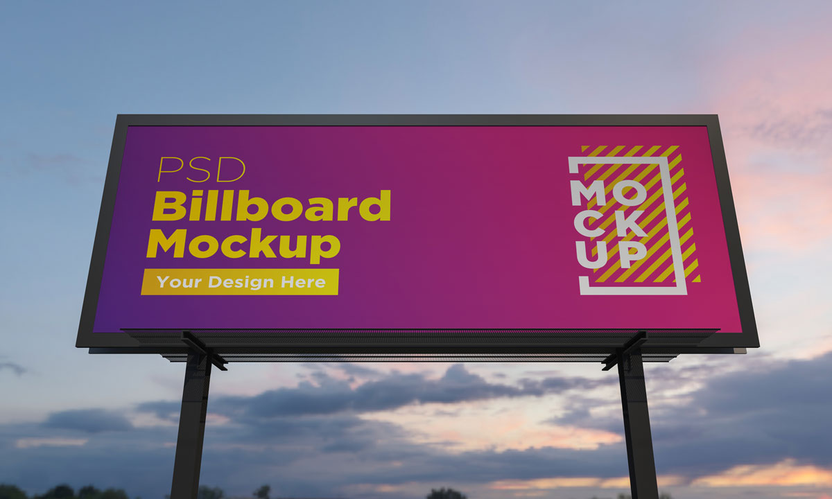 9款户外高速广告牌设计展示贴图样机模板 billboard mockup