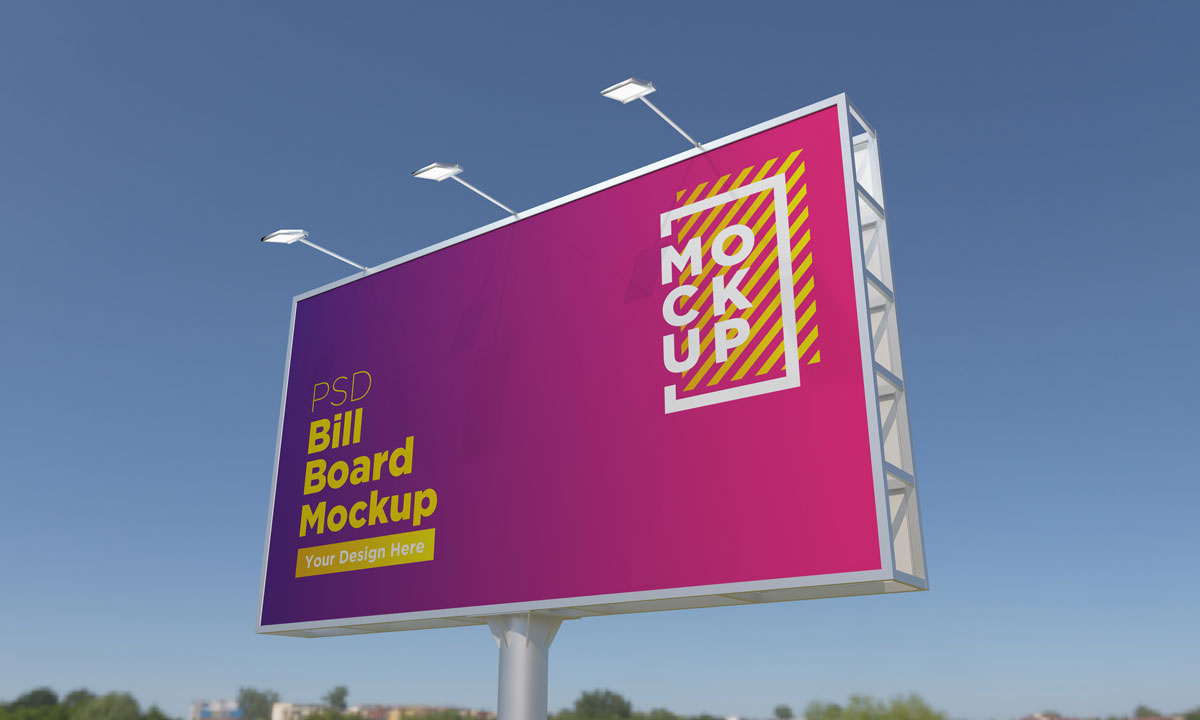 9款户外高速广告牌设计展示贴图样机模板 billboard mockup