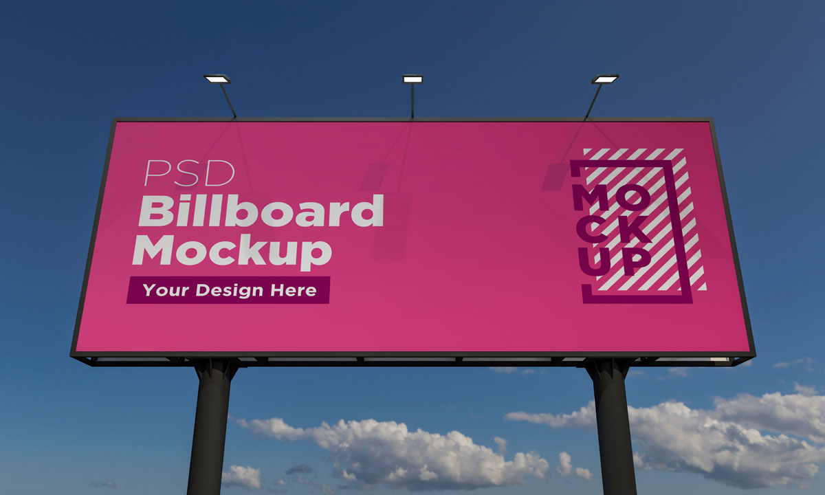 9款户外高速广告牌设计展示贴图样机模板 billboard mockup
