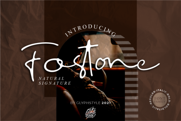 时尚优雅标题徽标Logo设计手写英文字体 Fostone Natural Signature Font