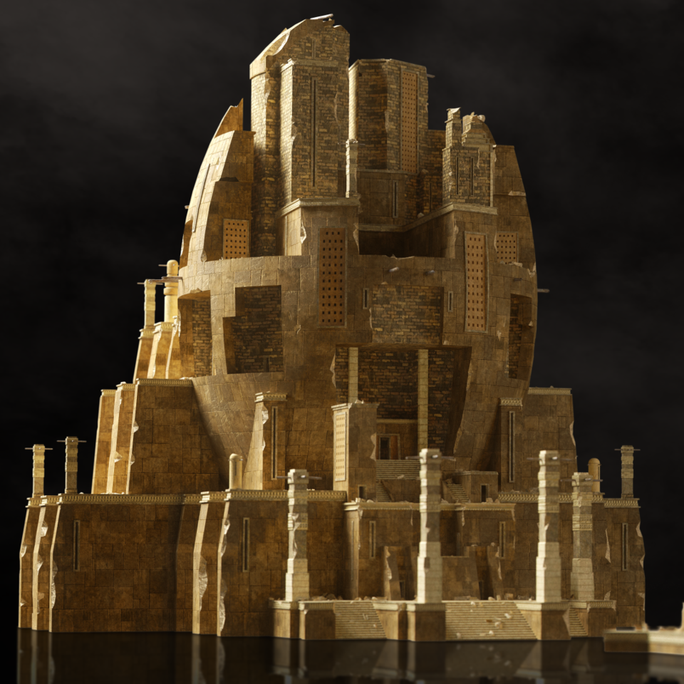 古老奇幻古文明城堡庙宇城市建筑设计3d模型素材 kitbash3d –