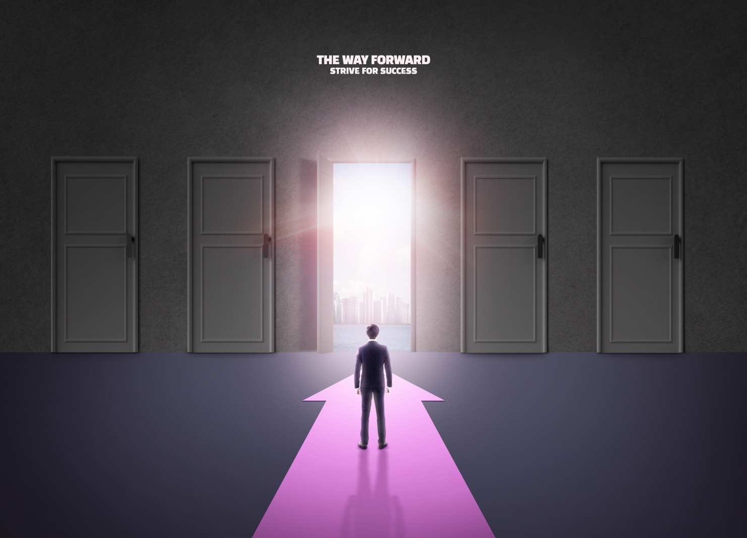 9款箭头方向道路指向未来展望企业主视觉kv海报展板设计psd模板素材