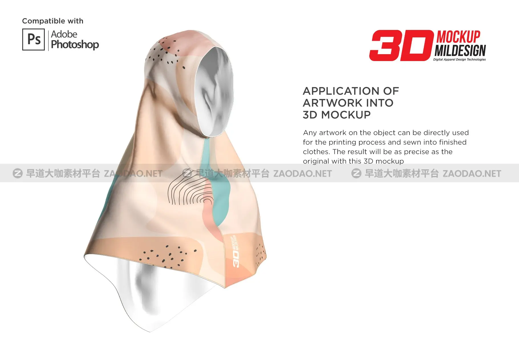 3D穆斯林头巾设计展示样机 3D Muslim Hijab Mockup插图2