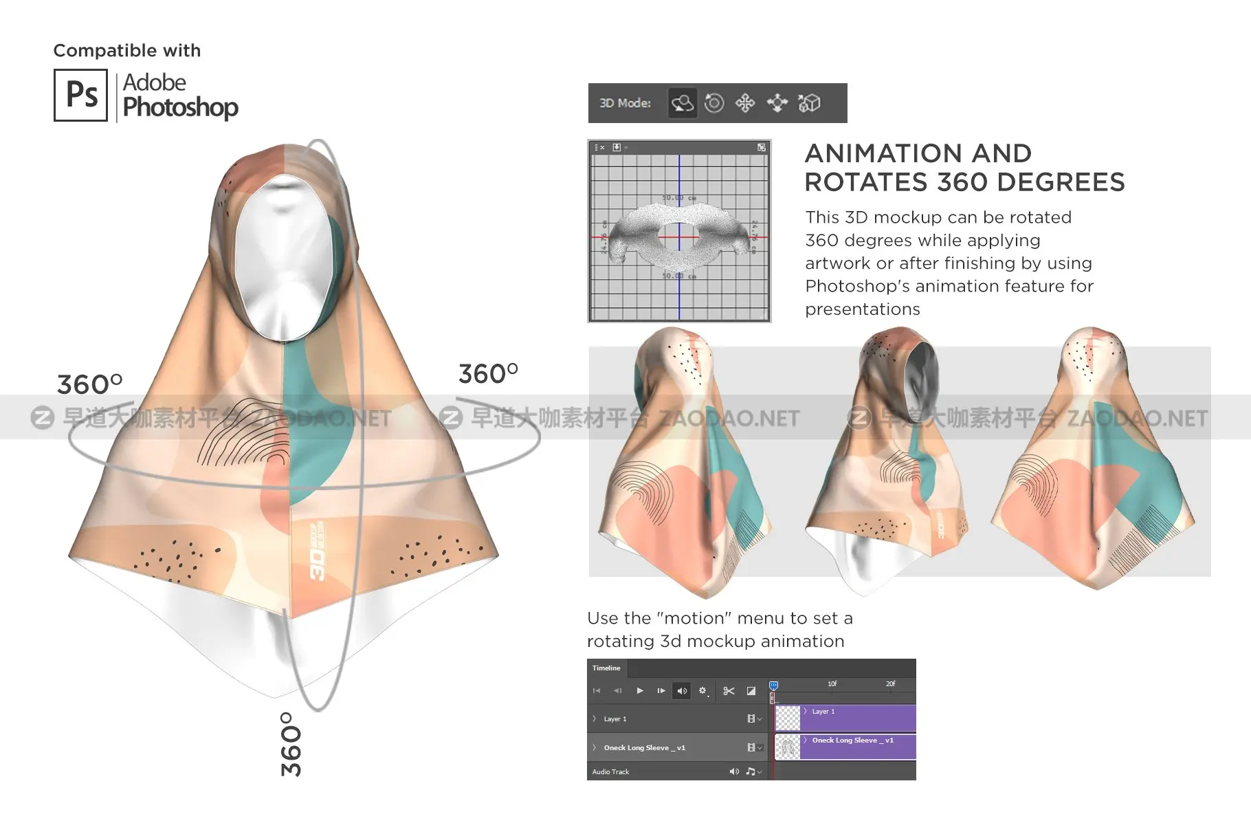 3D穆斯林头巾设计展示样机 3D Muslim Hijab Mockup插图3