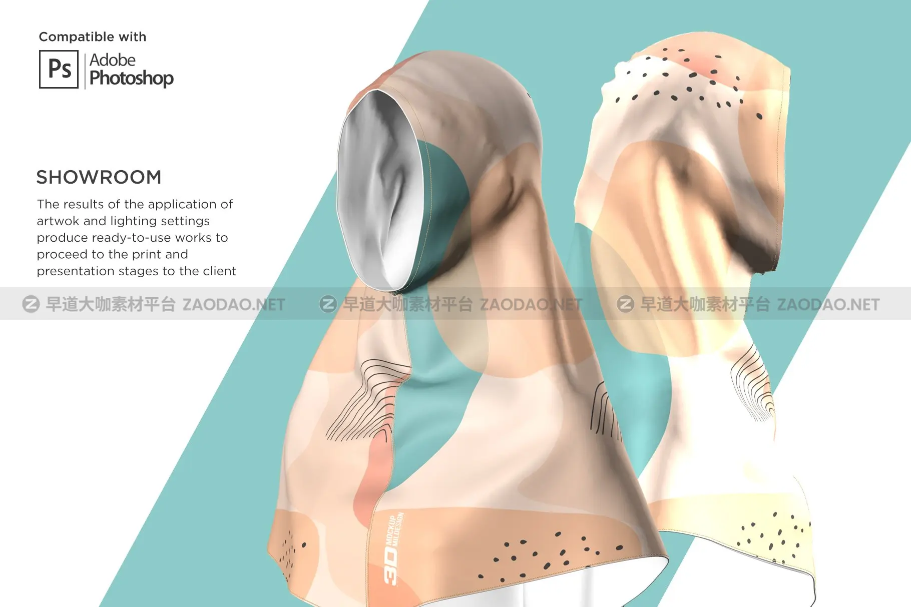 3D穆斯林头巾设计展示样机 3D Muslim Hijab Mockup插图5
