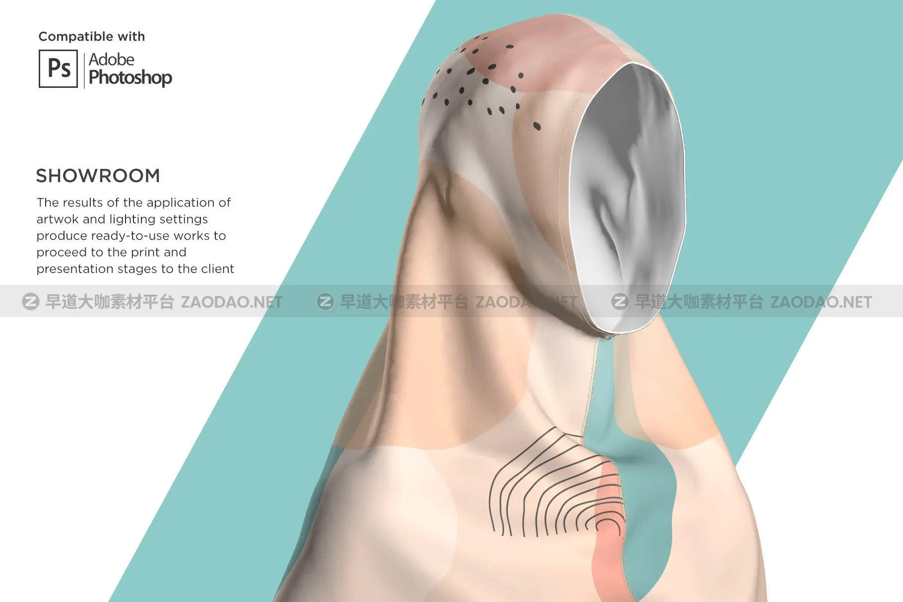 3D穆斯林头巾设计展示样机 3D Muslim Hijab Mockup插图6
