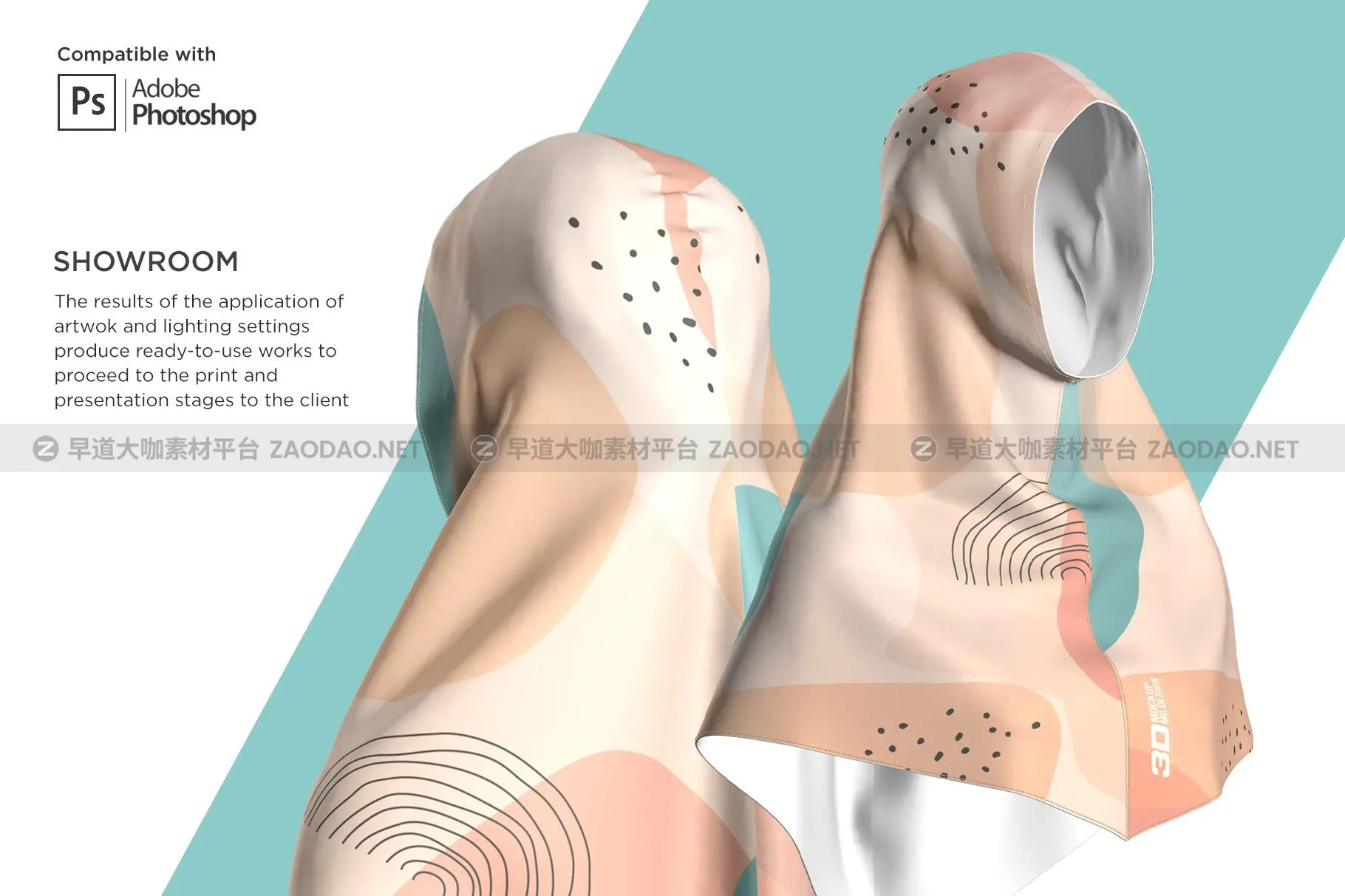 3D穆斯林头巾设计展示样机 3D Muslim Hijab Mockup插图9