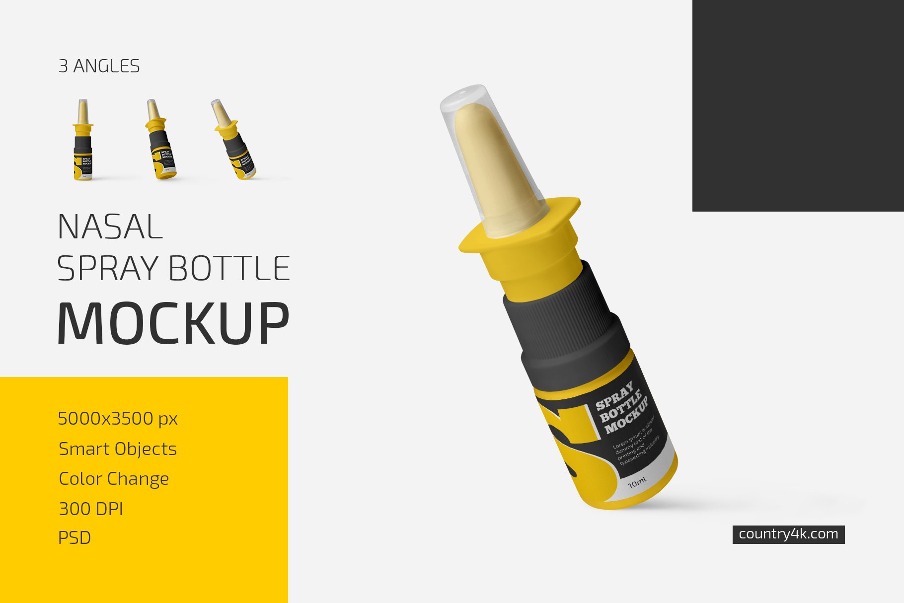简约鼻腔喷雾瓶标签设计样机套件 Nasal Spray Bottle Mockup Set插图