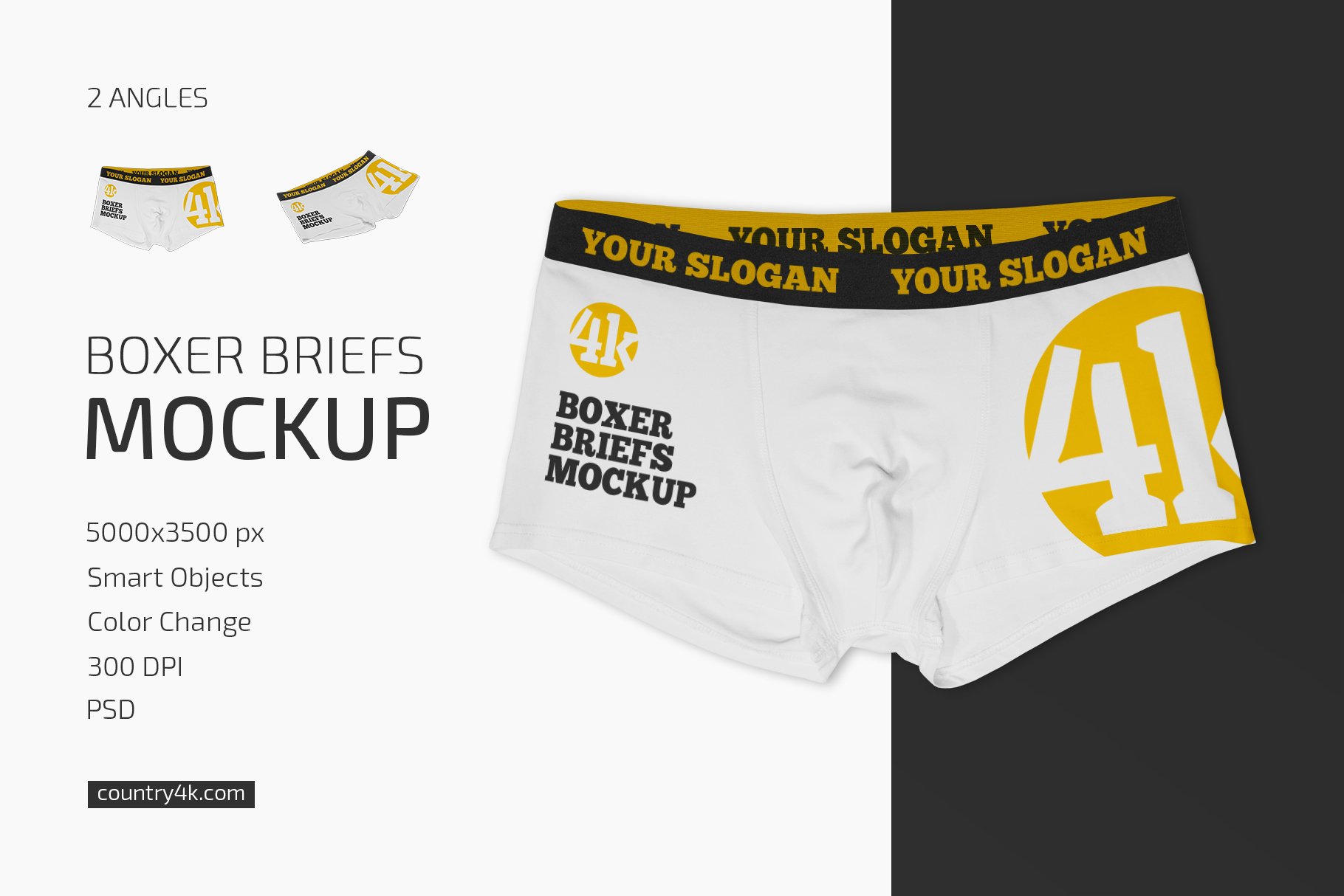 极简拳击平角内裤印花设计贴图样机合集 Boxer Briefs Mockup Set插图