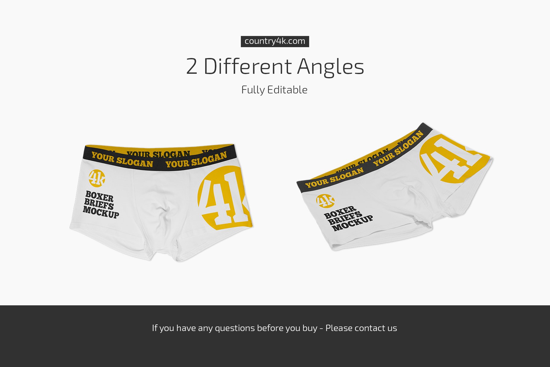 极简拳击平角内裤印花设计贴图样机合集 Boxer Briefs Mockup Set插图3