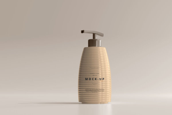 9款极简洗发水沐浴乳按压瓶设计贴图样机模板 Pump Bottle Mockup