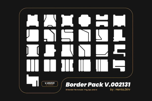 潮流创意酸性线条边框装饰图形海报平面设计矢量素材 Border Pack v002131
