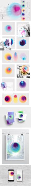 潮流炫彩酸性噪点颗粒阴影创意椭圆形海报设计背景图片素材 Vibrant Gradient Blurs